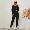 Herbst Winter Lose 2 Stück Set Frauen Gestrickte Klage Frau Trainingsanzug Hosen Sets Sweat Suits Outfis Damen Casual Lounge Wear Y0625