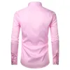 Camicie eleganti da uomo rosa a maniche lunghe in fibra di bambù abbottonate da uomo casual slim fit non stirate facili da pulire senza rughe maschio 210809