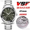 VSF Aqua Terra 150m Master Cal A8900 Automatisk herrklocka 41mm grön texturerad urtavla Vita markörer Rostfritt stålarmband 220.12.41.21.10.001 Super Edition Puretime 19A