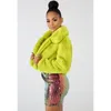 Women's Fur & Faux Candy Color Winter Coat For Women Turn-down Collar Long Sleeves Plus Size Thick Warm Clothing Rose Green FS0872