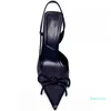 Chaussures Habillées Femmes Printemps Automne Sandales Noires Avec Des Arcs Et Bout Pointu Stiletto Talons Hauts Simple Slingback
