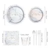 Disposable Dinnerware Stone Marble Design Thank You For Celebrating Happy Birthday Party Tableware Sets Plates Cups Napkins 8 Guests