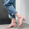 Sgesvier Summer Sandals Women Shoes Sexy Peep Toe Sandalia Mujer Party Lady High Chunky Buckle Размер 34-47 G502