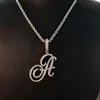 Mode glace Hip Hop bijoux breloques diamant collier bijoux Tennis chaîne courbe initiale Necklace191T9603985