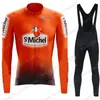 Costume ST MICHEL Team 2021 Maillot de cyclisme ensemble hommes vêtements d'été à manches longues vtt vélo route pantalon bavoir Ropa Maillot ensembles de course