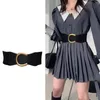 Belts High Quality Luxury Retro C Button Elastic Women's Belt Fashion Black Waist Cover Leisure Skirt Decoration Wide