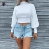 Turtleneck Woman Swetry Spadek Z Długim Rękawem Dzianiny Dla Kobiet Zima Clote Crop Top Jumper Cropped Sweter 210922