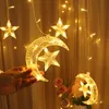 EID Mubarak Decoraion per la casa Moon Star LED Light Curtain String Garland Islamic Muslim Party Al Adha Ramadan Christmas Decor 211015