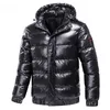 Autumn Men's Coat Windbreaker Fashion Male Cotton Warm Parka Shiny Down Hood Casual Outerwear Thermal Black Bomber Jackets Men 211214