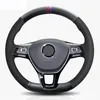 Housse de volant de voiture en cuir véritable suédé noir, pour Volkswagen VW Passat B8 Golf 7 GTI Golf R MK7 VW Polo GTI Scirocco