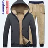 Mens Lamb Cashmere Sets Trainingspak Mannen Winter Wol Hooded Sweatshirt Dikke Warme Sportkleding Mannelijke Pak Twee Stuk Set Casual 220105