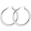 Hoop & Huggie FIREBROS 2021 Trends 50mm Big Circle Earring Boho Women Titanium Stainless Steel Earrings Gold Silver Color