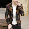 Designer Print Blazer Masculino Casual Suit Jacket Wedding Business Dress Coat Single Button Office Social Jackets Men Clothing 210527
