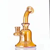 2021 Plating Golden Yellow Color Design 7 Inch Mini Size Glas Hookah Bong Water Pijpen DAB RIGHT met 14mm gezamenlijke Quartz Banger