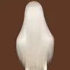 Long Silky Straight Wig White Hair Synthetic No Lace Women Girls Costume Middle Part Heat Resistant Cosplay Party Daily Use Natural Hairline