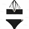 Women Sexy Bikini Set Shiny Letter Luxury Bikinis Lady Black Swimwear Woman Two Piece Fashion Beachwear