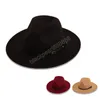 ファッションジャズトップベルトハットFedora Hatsメンズレディース女性ワイドブリムTrilby Ladyトレンディな太陽の帽子パナマキャップキャップ男性女性秋冬