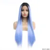 12~26 inches Long Synthetic Lace Front Wigs Silky Straight Light Purple Ombre Color perruques de cheveux humains Wig 181217-4020
