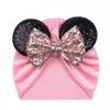 15686 Europe Baby Girls Big Bow Hat Дети мультфильм блестки бантом шапки детские хлопковые шляпы тюрбана 7 цветов