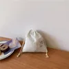 Küçük Çiçek Pamuk Kumaş İpli Çanta DIY Tuval Depolama Makyaj Çanta El Çantası Küçük Gıda Organizatör Kadın Ayakkabı Kılıfı Trave