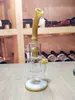 10.4 Inch hookah Yellow Mushroom Perc Blown Glass Tobacco Water Pipe Bong 14mm Bowl