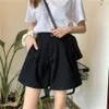 Casual sólido largo perna solta algodão shorts mulheres verão elegante elegante cintura alta calça coreano harajuku menina doce streetwear 210619