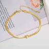18K Gold Bracelet Fashion Letter Charm 4MM Snake Chain Bracelets Initial A-Z Alphabet Color Retention Hiphop Jewelry