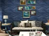 Art3d 50x50 cm Navy Blue 3D Plastikowe panele ścienne Dźwiękoszczelne Slim Wave Design do salonu Sypialnia TV Tło (opakowanie 12 płytek)