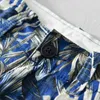 Sommar män hip hop shorts 100% högkvalitativt linne Hawaii träd tryckt mitt midja semester strand mjuk andningsbar streetwear 210716