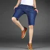 42 44 grande taille été hommes Slim Denim Shorts affaires décontracté Stretch noir bleu couleur unie court jean mâle marque 210713