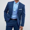 2 шт. Бизнес мужские костюмы для свадьбы Slim Fit Blue Groom Tuxedo с пикированным отворотом пользовательских человек модный костюм набор брюк х0909