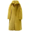 Oversize Winter Warm hooded Large size Long Solid color Faux Fur Coat Casual sleeve Women Jacket Outwear 210429