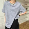 Colorfaith Nowy 2021 Kobiety Lato T-shirt Split Bloting Podstawowy Koreański Dziki Minimalistyczny Styl Wild Oversize Lady Białe Topy T20364 X0628