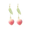 2021 Summer Korean Acrylic Trendy Pink Peach Dangle Earrings For Women Girls Cute Sweet Jewelry Gift Fashion Fruit