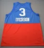 NC01 College Georgetown Basketball Allen 3 Iverson Jerseys delade upp och ner White Red Blue Black Throwback Herr Symt Jersey Retro Custom