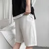 Koreańskie męskie spodenki proste pasuje do kolan długości garnitur spodnie solidne beżowe czarne letnia odzież student cienki luźny przypadkowy męskie spodenki x0705
