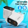 5V 3A QC3.0 Chargeur rapide rapide Chargeur rapide EU US CA AC AC Home Travel Chargeur mural Bouchons pour iPhone Samsung HTC Android Phone Prix en gros