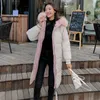 Kadın Trençkotları Kadife Kumaş 2022 Kış Ceketleri Kadınlar Sıcak Kalın Kürklü Kürk Kadın Uzun Kaplama Yastıklı Kadın Parka Yüksek Kalitesi