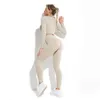 Sem costura yoga conjunto mulheres fitness roupas ginásio feminino sportswear alta cintura leggings esportes ternos de manga longa roupas de treino 210802