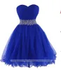 2022 Sexy Princess Sweetheart Crystal Ball Gown Mini Prom Dresses With Tulle Lace-Up Plus Size Homecoming Cocktail Party Special Occasion Gown Vestido Fiesta BH15