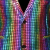 Серебряные блестки пледских костюмов костюмы мужские однобортный зарезанный отворотный куртка брюки мужские клубы рождества Хэллоуин вечеринка выпускные костюмы 210522