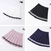 Harajuku Pink Skirts Womens Summer High Waist Anime Woman Kawaii Student Short White Plaid Black Pleated Mini Skirt 210619