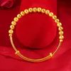 Bangle Push-pull Transfer Beads Sand Gold For Women Copper Plated Variable Size Bracelet Fashion Jewelry