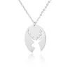 Mignon cerf corne forme bois pendentif Collier pour femmes hommes en acier inoxydable Nekclace charme Animal bijoux Collier Femme chaînes