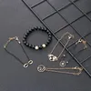 Bohemian Jewelry Black Beaded Bracelets Zinc Alloy For Women Men Vintage Fashion Heart Wave Charm Sets Festival Gift2021 Bangle