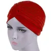 Beanie / Skull Caps 2021 Höstsköties Mode Kvinna Muslim Plicerat Hattar Tillfälligt Solid Färg För Kvinnor Head Decor Meanies Ladies