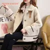 Autumn and Winter Korean Loose Lamb Jacket Women's Long Sleeves Wild Thick Fur One Plush Warm Coat Women Winter Clothes 211126