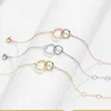 Bracelets porte-bonheur Visunion Bracelet en acier inoxydable 316L Double grand petit cercle rond Bracelets chaîne infini couleur or rose