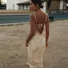 Vestido sexi de verano con tirantes finos y espalda descubierta, vestido largo de trompeta con cordones de satén, vestidos de fiesta ajustados elegantes 2021