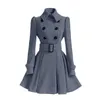 Women's Trench Coats Autumn Winter Vintage Woman Wool Coat Classic Long With Belt Office Lady Casual Business Outwear